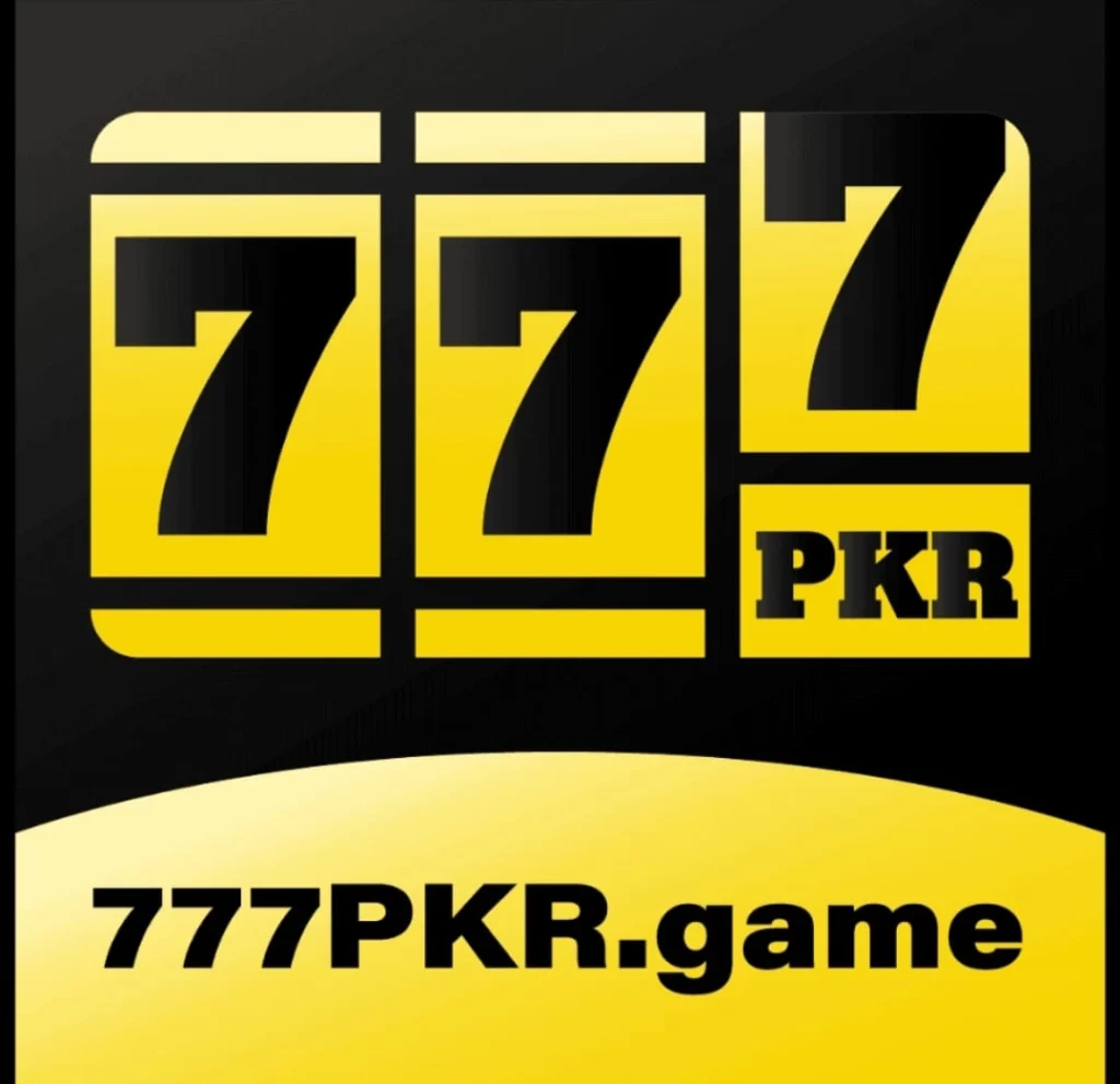 777PKR Game modern yellow and black gaming logo with three large 7 symbols and PKR branding
