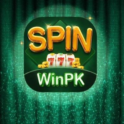 SpinWinPK game logo showing golden SPIN text, 777 slot symbols, and coins on a green glowing background.