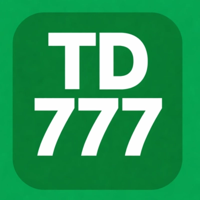 TD777 Game logo showing bold white text on a clean green background with a simple and modern design.