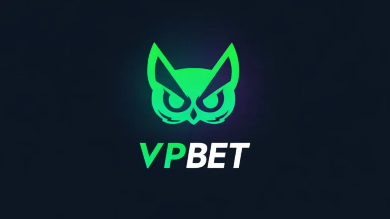 VPBET logo with a green owl icon and simple modern text on a dark background.