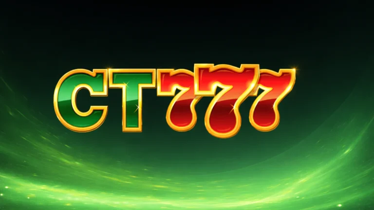 CT777 Game logo with glossy green and red text outlined in gold on a dark green gradient background