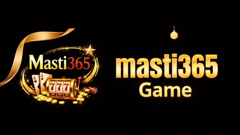 How to Install Masti365 Game banner with golden logo, casino slot machine, coins, and dark background design.