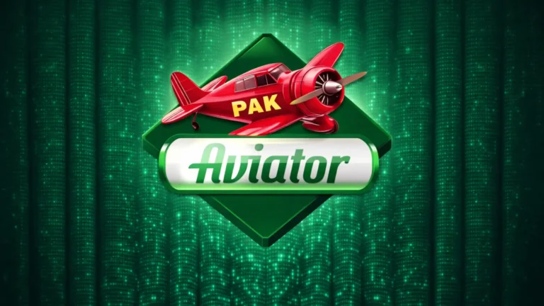 PAK Aviator game logo featuring a red aircraft on a green background with modern digital design