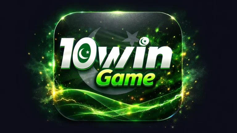10Win Game logo with green neon special effects and Pakistani crescent design