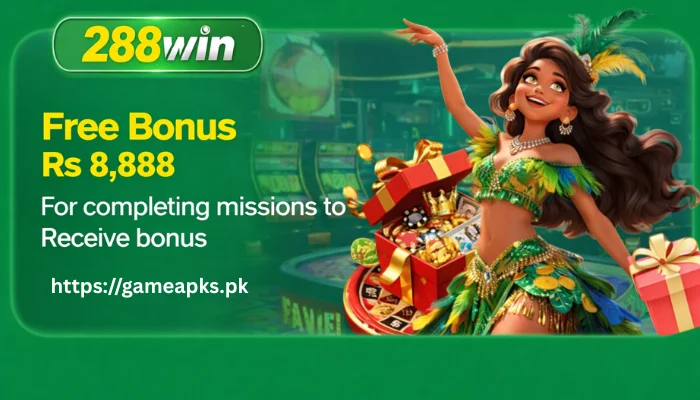 288Win Free Bonus Rs 8888 promotion banner for completing missions and earning rewards
