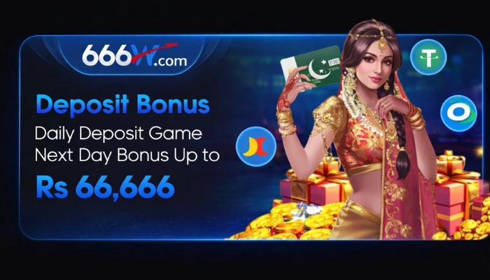 666W Game deposit bonus daily deposit next day bonus up to Rs 66,666 banner