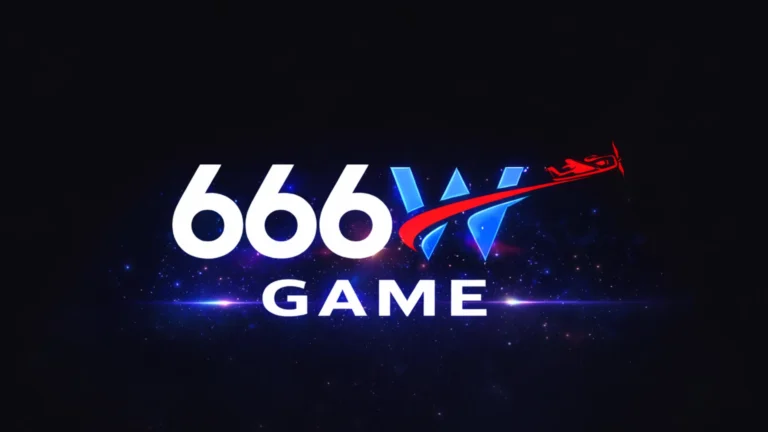 666W GAME with glowing blue W, white 666 text, red jet swoosh effect, and modern gaming style on dark background