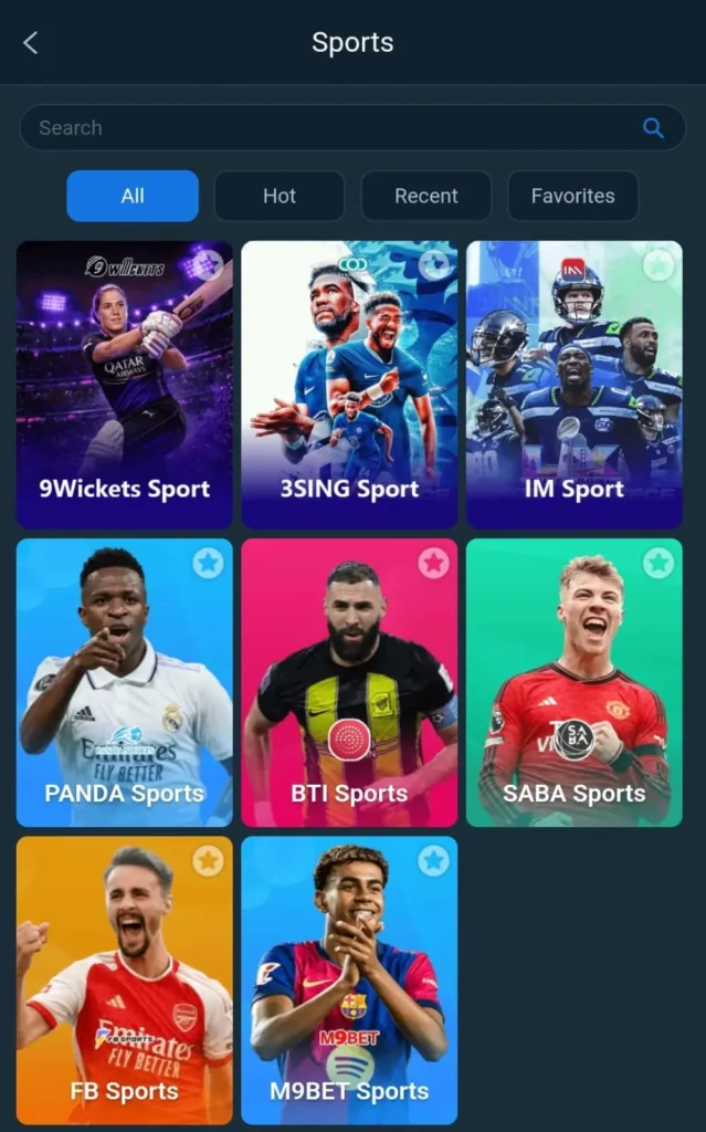 786KO Sports section featuring 9Wickets, 3SING, IM Sport, BTI Sports and other sports betting options
