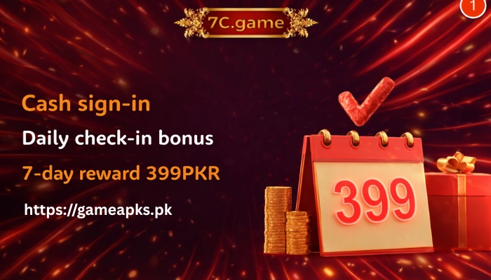 7C Game daily sign-in bonus 7-day reward banner