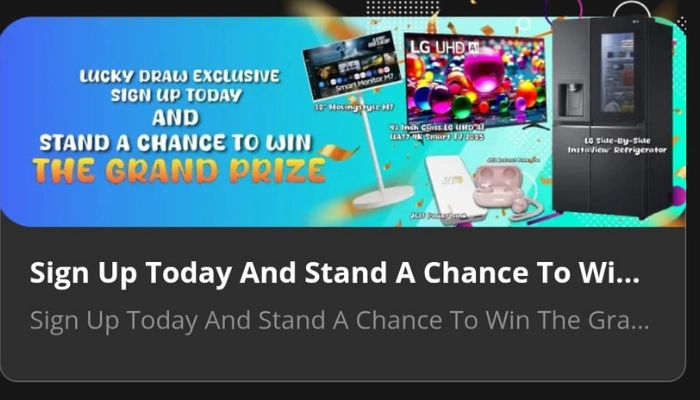 JW7 Game sign up lucky draw bonus banner