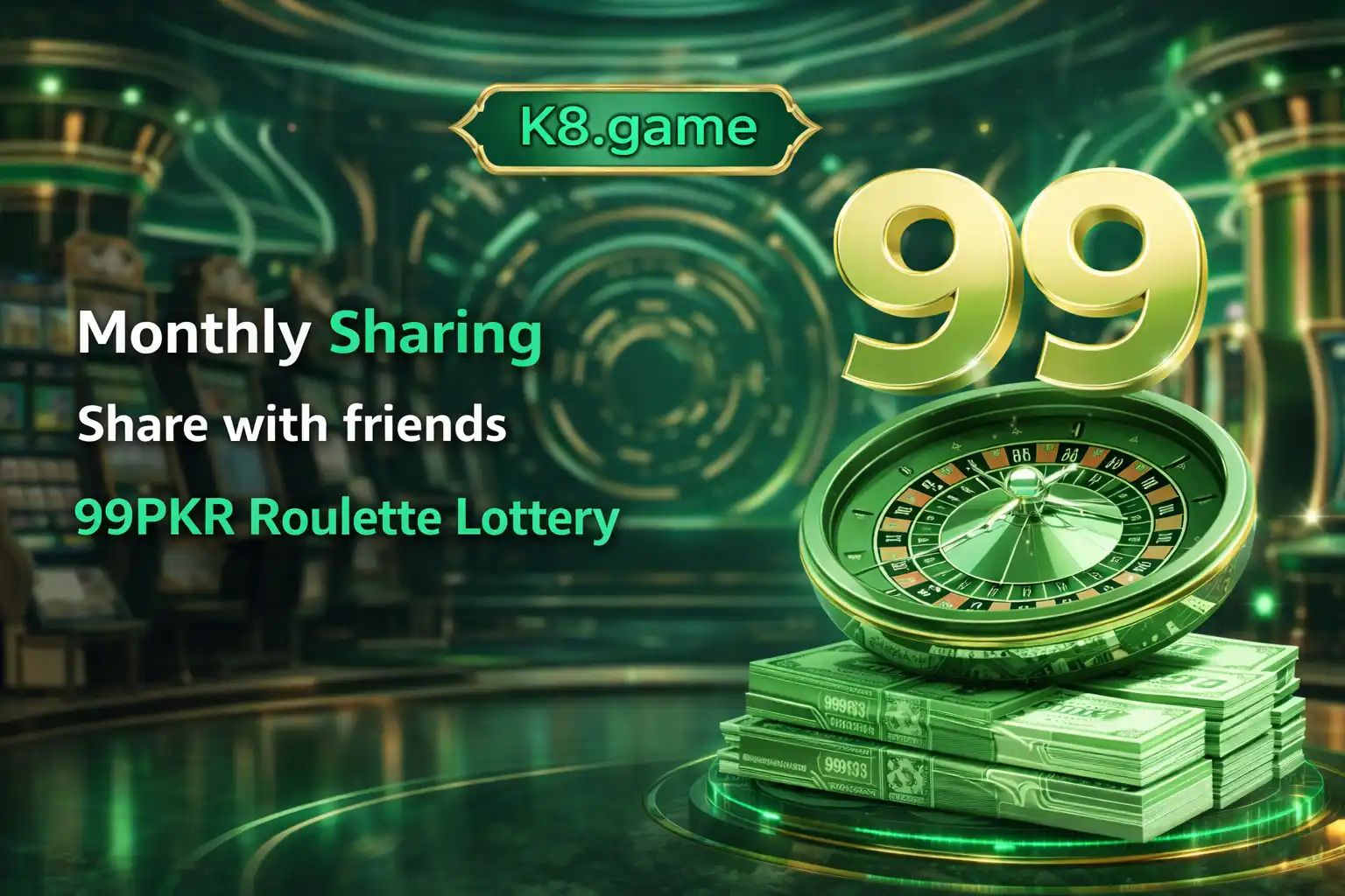 K8 Game roulette lottery banner with lucky spin and jackpot rewards
