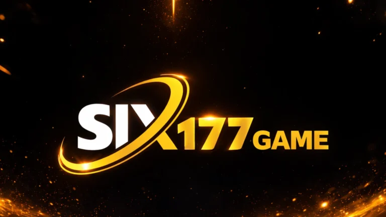 SIX177 Game logo in gold and white with glowing swoosh and spark effects on dark cinematic background