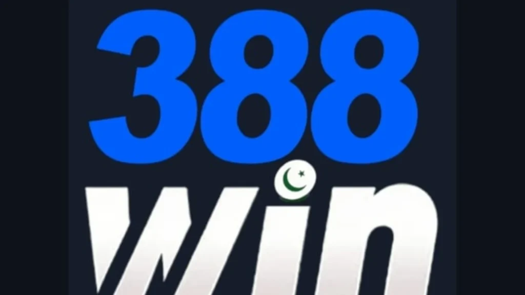 388 Win Game logo with blue numbers and white text on a dark background with a Pakistan crescent and star symbol.