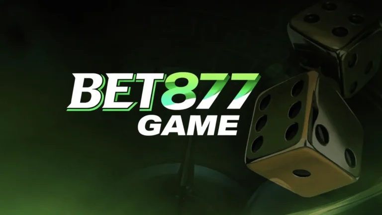 Bet877 Game logo displayed on a dark green background with dice graphics, representing an online gaming platform.