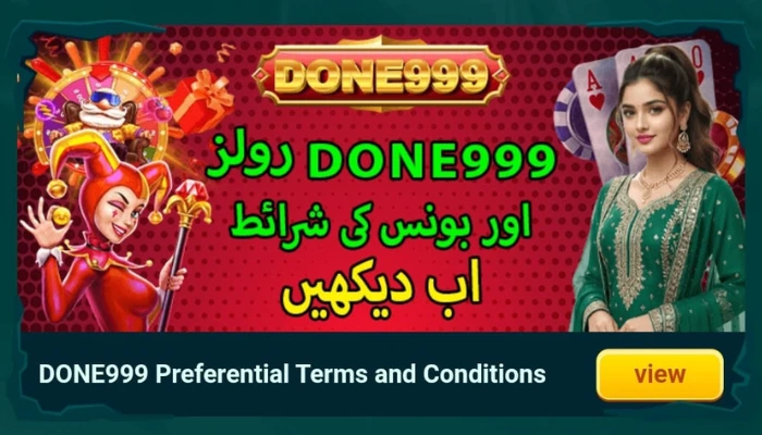 Done999 Game terms and conditions information banner