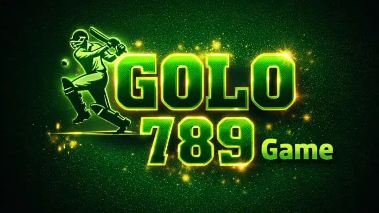 GOLO 789 Game logo with cricket batsman design and glowing green gaming banner