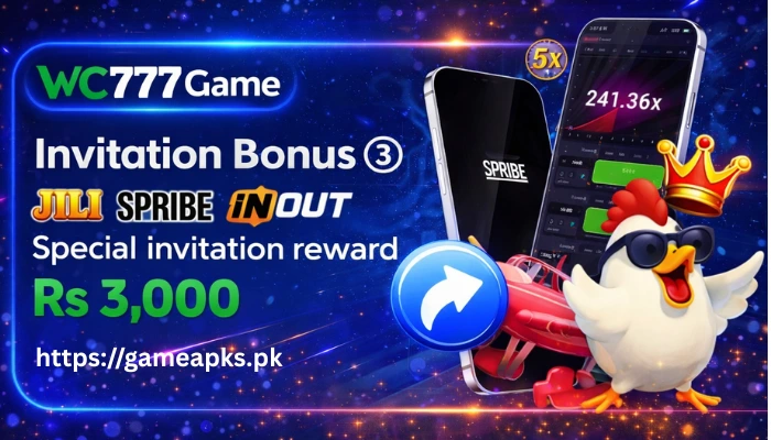 WC777 Game invitation bonus Rs3000 promotion banner
