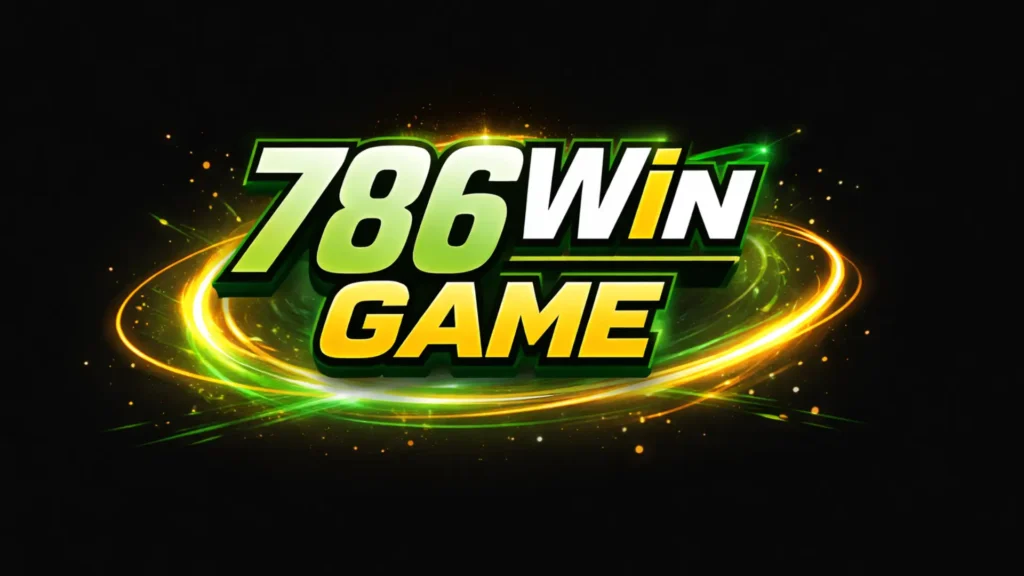786Win Game logo in green and yellow colors with glowing effects on a black background, displayed in 4K quality.