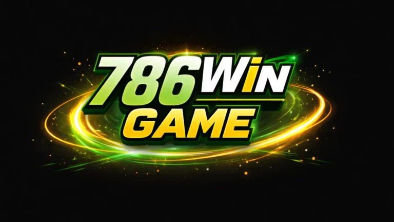 786Win Game logo in green and yellow colors with glowing effects on a black background, displayed in 4K quality.