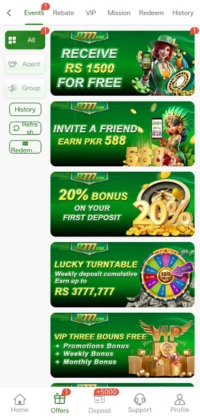 JZ777 bonus page showing free rewards, invite bonuses, deposit offers, and lucky spin features