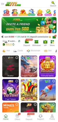 JZ777 game app interface showing multiple casino-style games like Aviator, Dragon Tiger, and slot games