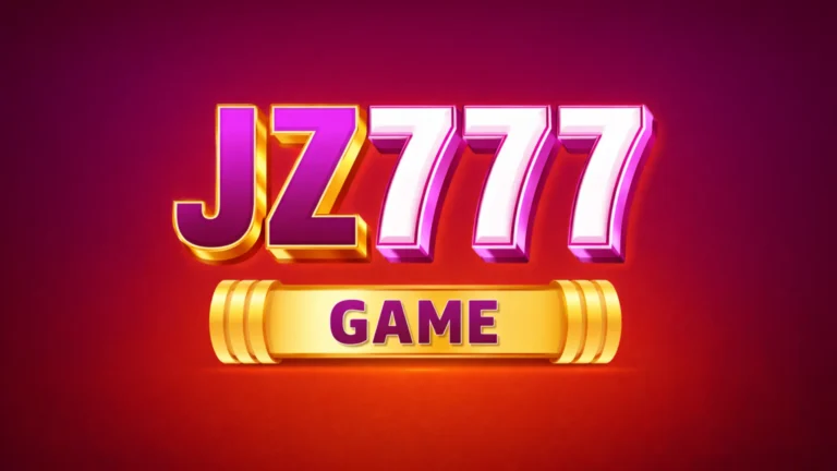 JZ777 Game logo with bold 3D gold and purple text on a red gradient background and a golden banner displaying the word GAME