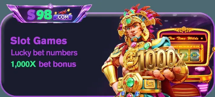 S98 Gamev colorful 3D logo with purple and green lettering on dark background